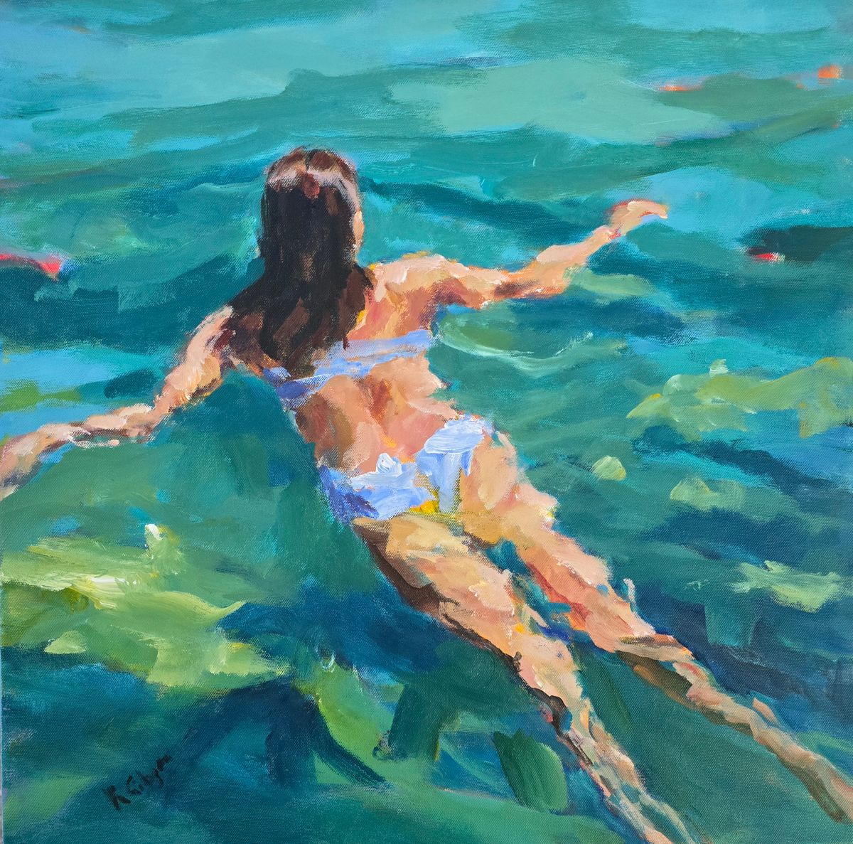 Swimmer 600x600  Acrylic on canvas