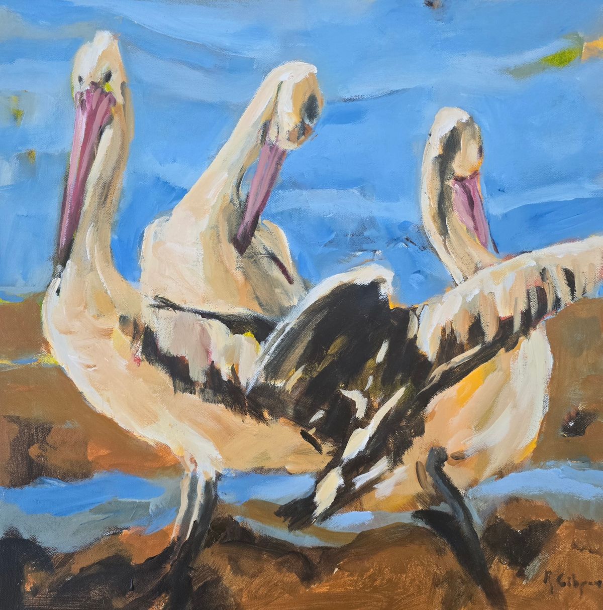 Pelicans 600x600 Acrylic on canvas